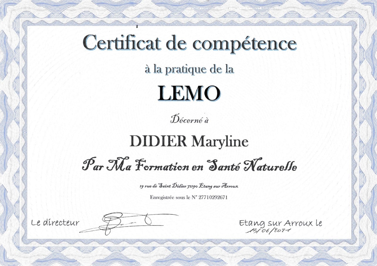 Mes formations et certifications dans le domaine du bien-être - LEMO - EMDR - Mouvements oculaires