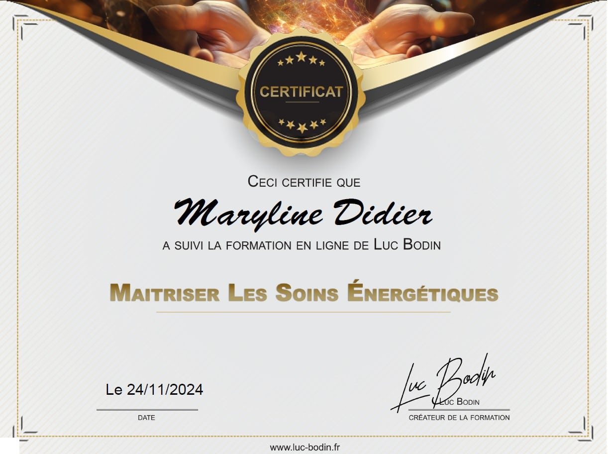 Mes formations et certifications dans le domaine du bien-être - Soins éneregétiques