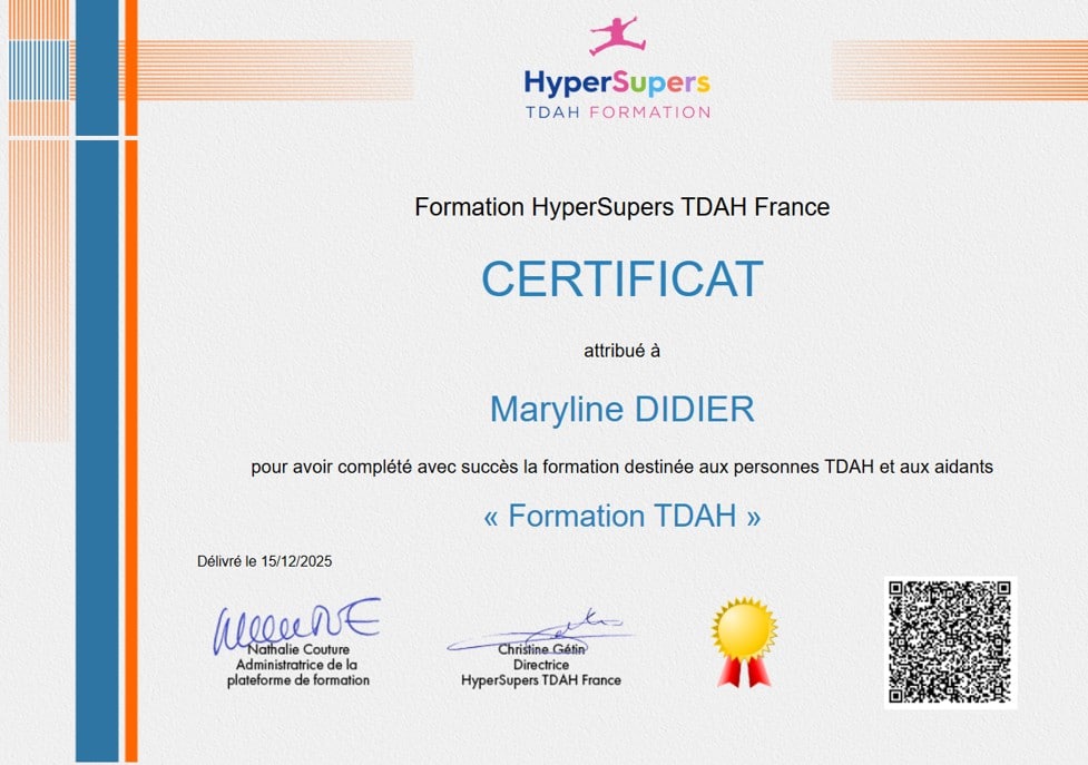 Mes formations et certifications dans le domaine du bien-être - Formation TDAH